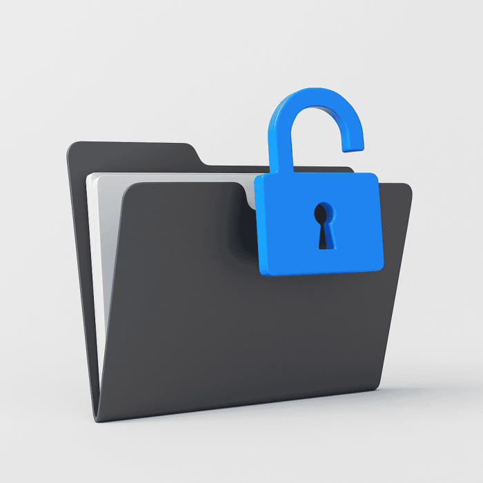 unlocked padlock and folder