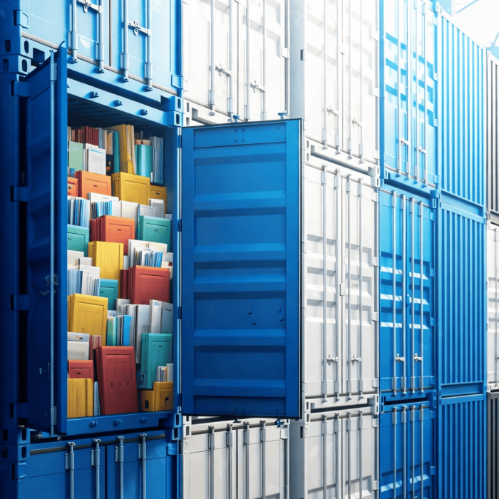 container full of files